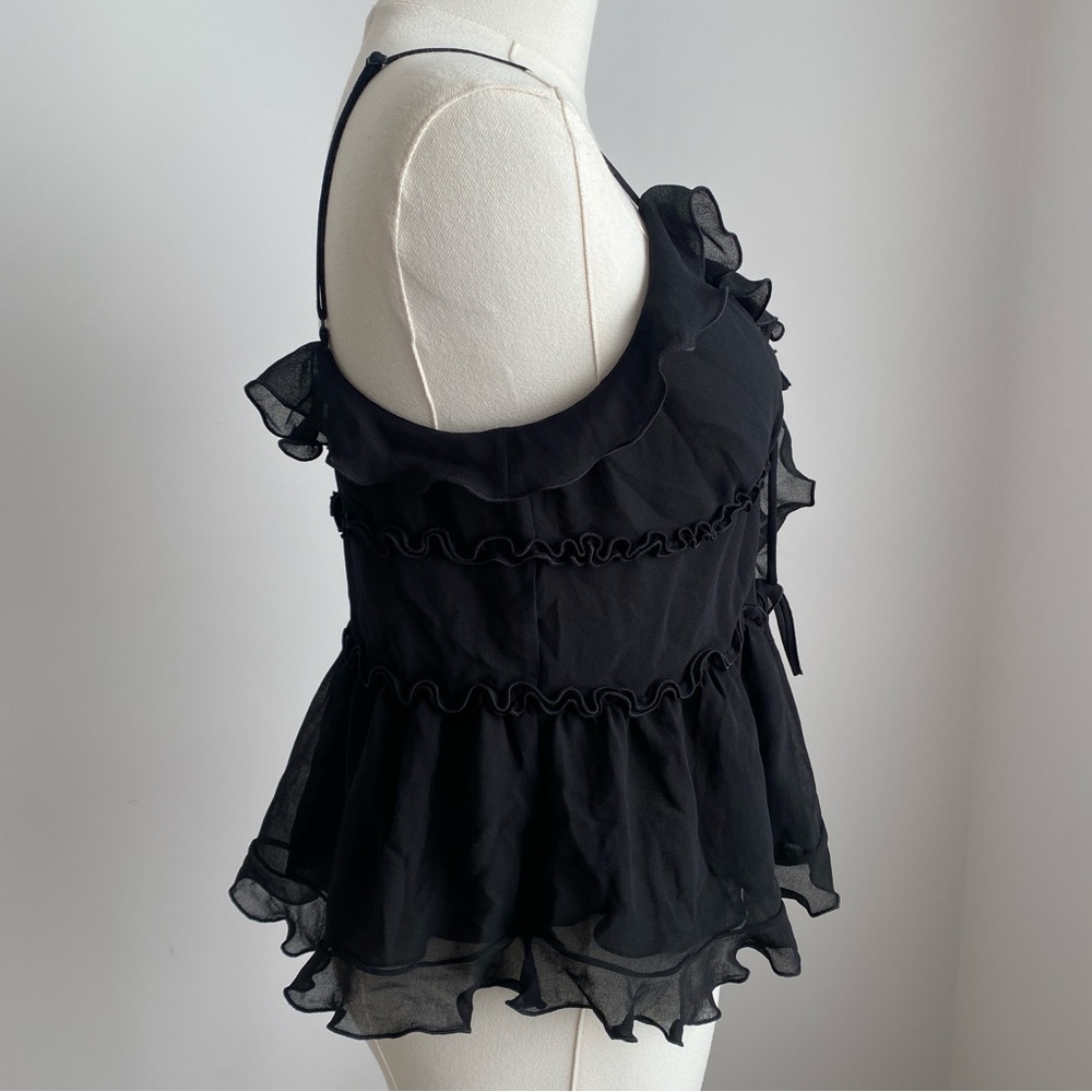 ARITZIA Wilfred Amore Camisole Ruffled Chiffon Tie-Front Cami Black Size S - Picture 4 of 10
